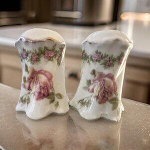 Vintage Salt and Pepper Shakers with Rose Detailing